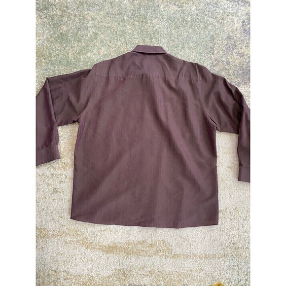 Jhane Barnes Woven in Japan Brown & Purple Shimmer Button Down Shirt Mens XL - Picture 2 of 7